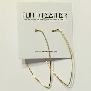 Flint+Feather Gold Geometric Wire Earrings NWT